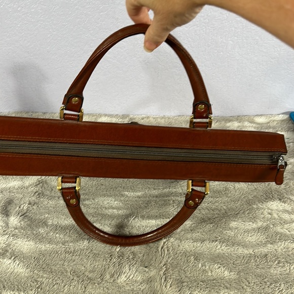 Vintage  Gold Pfeil sport  16” Brown Leather Briefcase Portfolio Document Bag - Picture 14 of 16